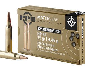 PPU .223 REM MATCH 75GR HPBT 20/1000