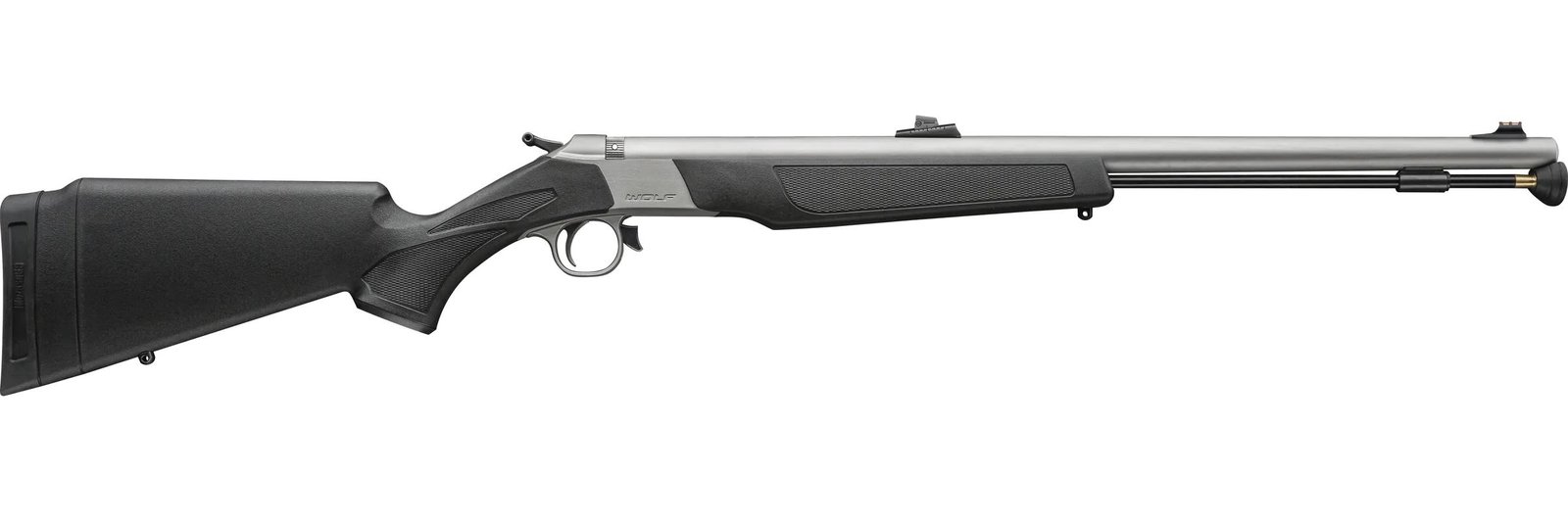 CVA Wolf V2 Northwest Camo Muzzleloader SS/Black 50Cal(FOS)Ambi adj stockQRBP quik rel brch plg Musket cap ignition