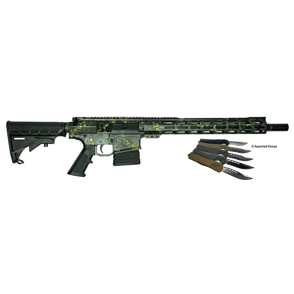 Great Lakes AR-10 Rifle .308 Win 20rd Magazine 16" Barrel Lichen Black with 5 OTF 3-1/2" Blade Knives