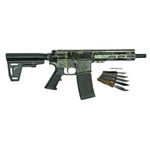 Great Lakes AR-15 Pistol .223 Wylde 30rd Magazine 7" Barrel Lichen Black with 5 OTF 3-1/2" Blade Knives