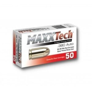 Maxxtech Brass Case Handgun Ammunition .380 ACP 95 gr FMJ 1049 fps 50/ct