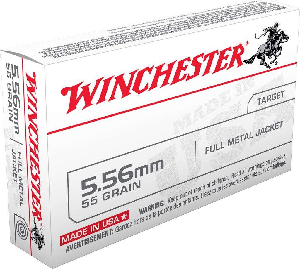 Winchester USA Rifle Ammunition 5.56mm 55gr FMJ 3270 fps 20/ct