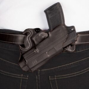DESANTIS SMALL OF BACK HOLSTER - RH OWB LEATHER COLT 1911 BLK