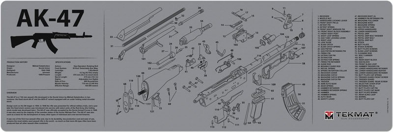 TEKMAT ARMORERS BENCH MAT - 12"X36" AK-47 GREY