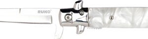 RUKO FOLDER SPRING ASSISTS 4" - WHITE PEARL ACRYLIC HANDLE