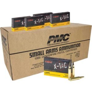 PMC X-Tac Rifle Ammunition 5.56X45 NATO 55 gr FMJBT 3120 fps 1000/ct